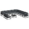 vidaXL Gartensofa-set mit Kissen 12 pcs Schwarz Aluminium