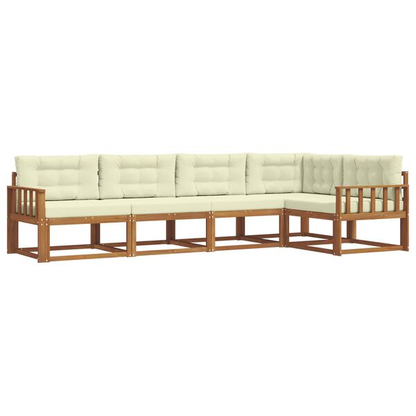 vidaXL Outdoor-Sofagarnitur mit Kissen 5 pcs Natur und Creme