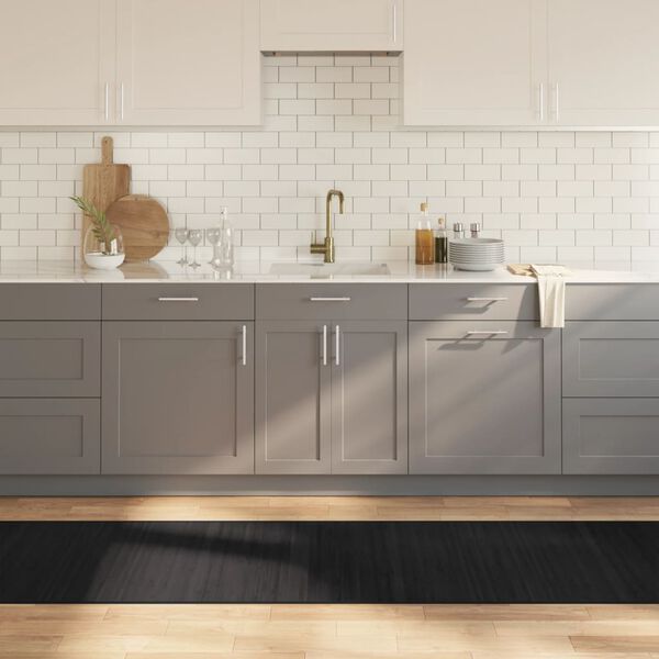 vidaXL Teppich Rechteckig Schwarz 70x1000 cm Bambus