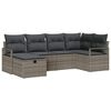 vidaXL Garten-Sofa-Set mit Kissen mit Speicher 6 pcs Grau Poly Rattan
