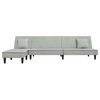 vidaXL Schlafsofa in L-Form Hellgrau 255x140x70 cm Samt