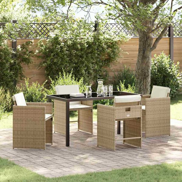 vidaXL Garten Essgruppe 5 pcs Beige Poly-Rattan
