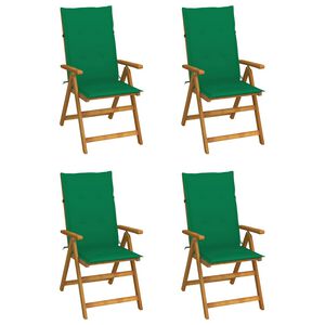 vidaXL Klappst&uuml;hle Verstellbar 4 Stk. mit Auflagen Massivholz Akazie
