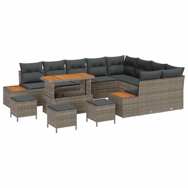 vidaXL Gartensofa-set 13 pcs Grau Poly-Rattan