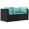 vidaXL Garten-Ecksofas mit Kissen 2 Stk. Schwarz Poly Rattan
