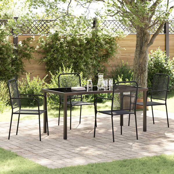 vidaXL Garten Essgruppe 5 pcs Schwarz Pulverbeschichteter Stahl
