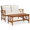 vidaXL 2-tlg. Garten-Lounge-Set mit Auflagen Massivholz Akazie