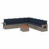 vidaXL 10-teiliges Gartensofa-Set mit Kissen, grau, Polyrattan