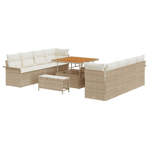 vidaXL Gartensofa-set mit Kissen 11 pcs Beige Poly-Rattan