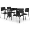 vidaXL 5-tlg. Garten-Essgruppe Poly Rattan Schwarz