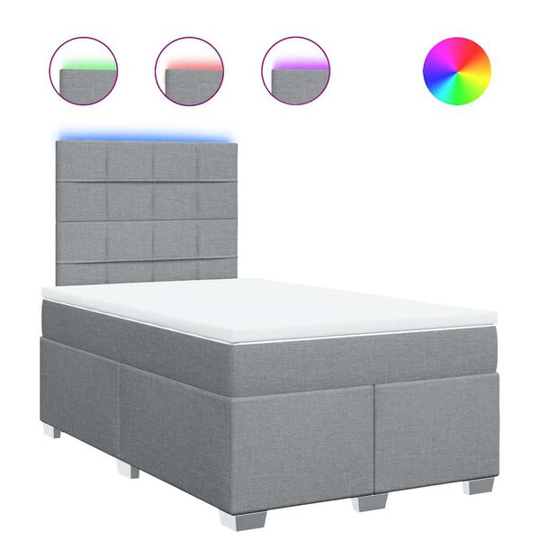vidaXL Boxspringbett mit Matratze Hellgrau 120x200 cm Stoff