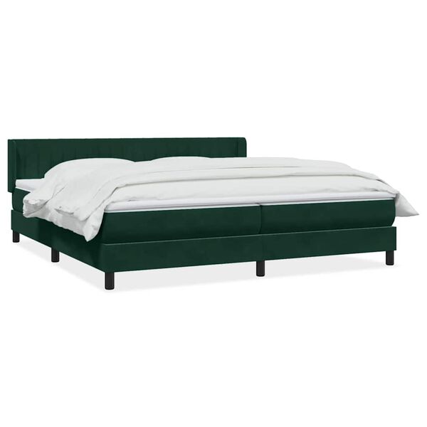 vidaXL Boxspringbett mit Matratze Dunkelgr&uuml;n 180x220 cm Samt