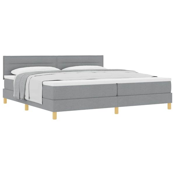 vidaXL Boxspringbett mit Matratze Hellgrau 200 x 200 cm Stoff
