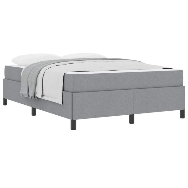 vidaXL Boxspringbett mit Matratze Hellgrau 140 x 190 cm Stoff