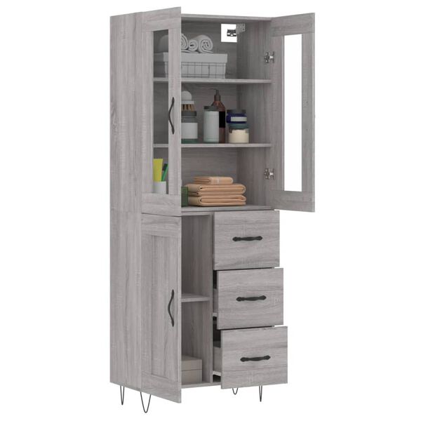 vidaXL Highboard Grau Sonoma 69,5x34x180 cm Holzwerkstoff