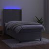 vidaXL Boxspringbett mit Matratze & LED Hellgrau 100x200 cm Samt