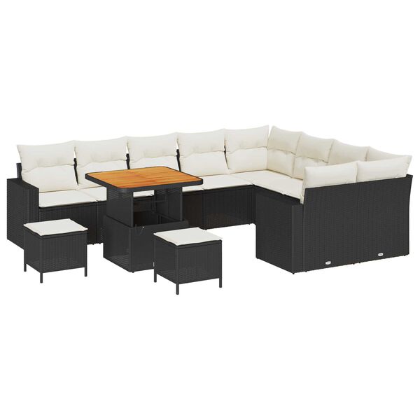 vidaXL Garten-Sofa-Set 12 pcs Schwarz und Creme 80 x 80 x 71 cm