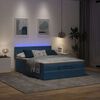 vidaXL Ottoman-Bett mit Matratze & LEDs Dunkelblau 140x200 cm Samt