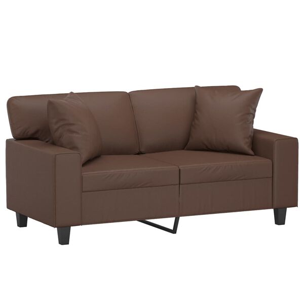 vidaXL 2-Sitzer-Sofa mit Kissen Braun 120 cm Kunstleder