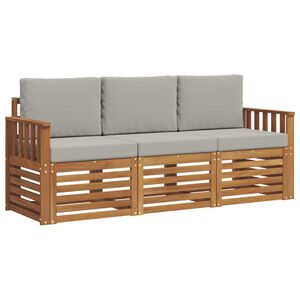 vidaXL Sofagarnituren 3 pcs Nat&uuml;rlich und Hellgrau Massivholz Akazie