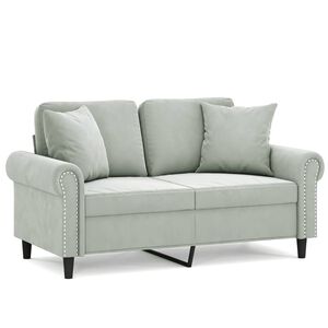 vidaXL 2-Sitzer-Sofa mit Zierkissen Hellgrau 120 cm Samt