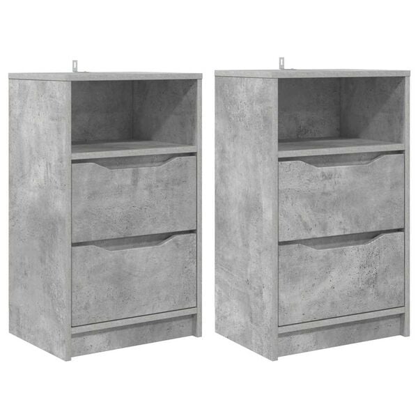 vidaXL Nachttische 2 pcs Beton Grau 40 x 30 x 467 cm Holzwerkstoff
