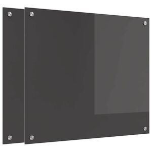 vidaXL K&uuml;chenr&uuml;ckwand 2 pcs Dunkelgrau 70 x 60 cm Geh&auml;rtetes Glas