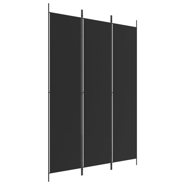 vidaXL 3-tlg. Paravent Schwarz 150x220 cm Stoff