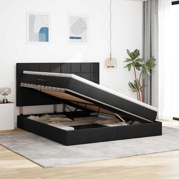 vidaXL Aufbewahrungsbett mit Matratze Schwarz 180 x 200 cm Polyester