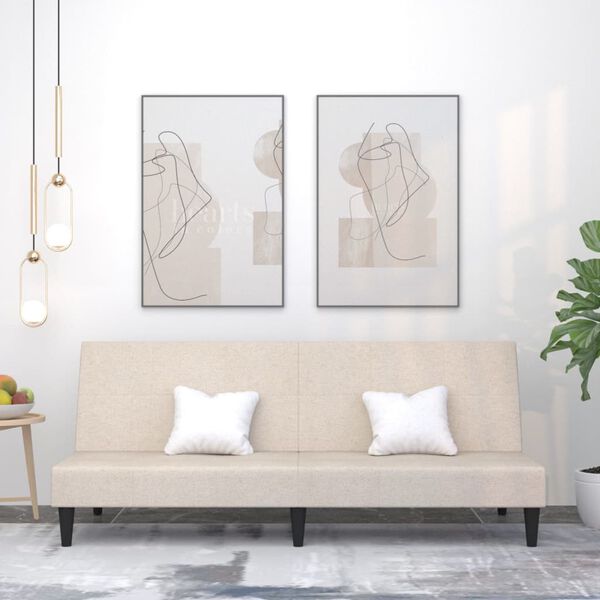 vidaXL Schlafsofa 2-Sitzer Creme Mikrofasergewebe