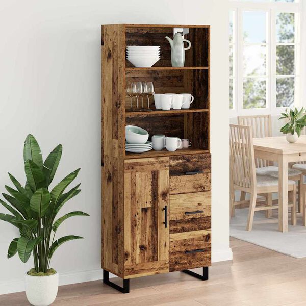 vidaXL Highboard Altholz 69,5 x 34 x 180 cm Holzwerkstoff