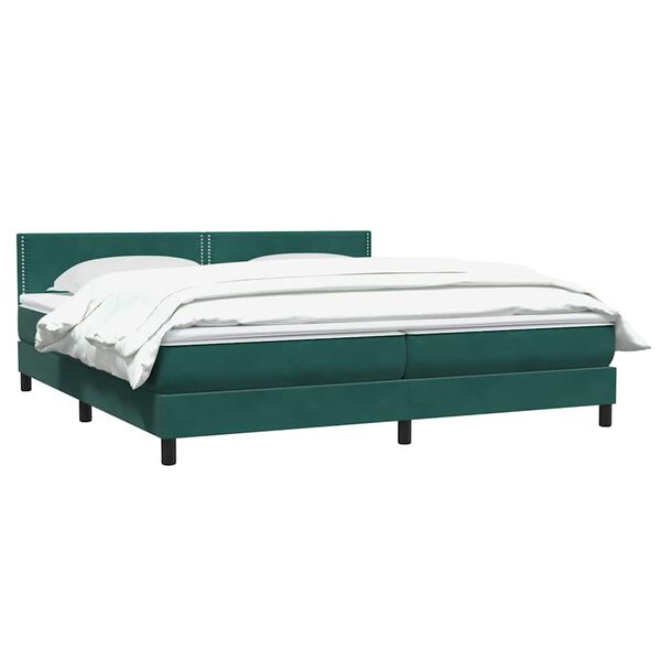 vidaXL Boxspringbett mit Matratze Dunkelgr&uuml;n 180x220 cm Samt