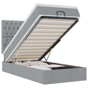 vidaXL Ottomane Bett mit Matratze & LEDs Hellgrau 80x200 cm Stoff