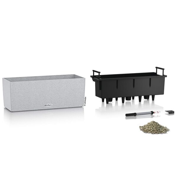 LECHUZA Pflanzgefäß BALCONERA Stone 50 ALL-IN-ONE Quarzweiß