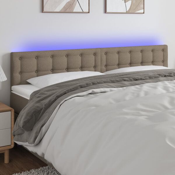 vidaXL LED Kopfteil Taupe 180x5x78/88 cm Stoff