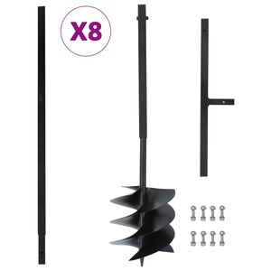 vidaXL Erdbohrer mit Griff 250 mm mit Verl&auml;ngerungsrohr 8 m Stahl