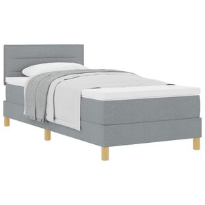 vidaXL Boxspringbett mit Kissen Hellgrau 80 x 200 cm Stoff