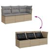 vidaXL Gartensofa mit Kissen 3-Sitzer Beige Poly Rattan