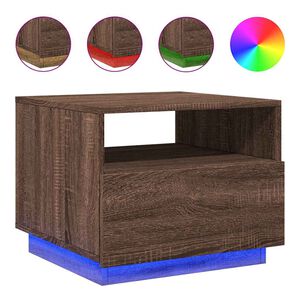 vidaXL Couchtisch mit LED-Leuchten Braun Eichen-Optik 50x49x40 cm