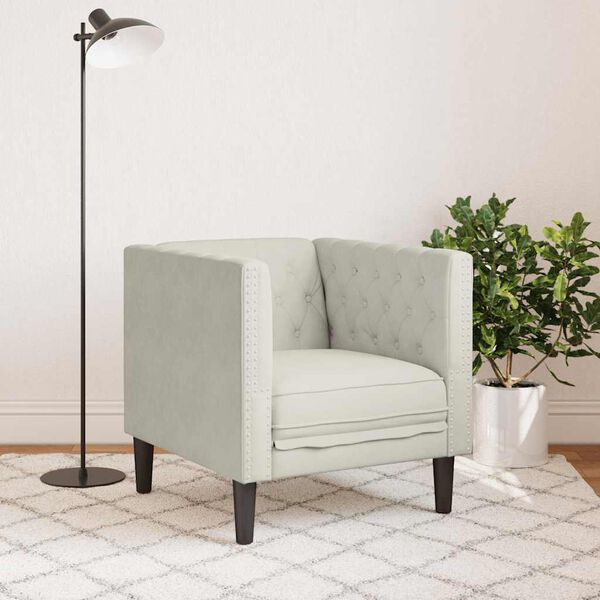 vidaXL Chesterfield-Sessel Creme Samt