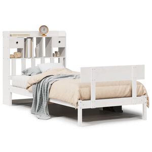 vidaXL Massivholzbett mit Regal ohne Matratze Wei&szlig; 90x190 cm Kiefer