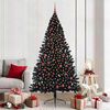 vidaXL K&uuml;nstlicher vorbeleuchteter Weihnachtsbaum Schwarz 210 cm PVC