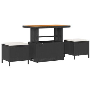 vidaXL Garten Essgruppe Schwarz Poly Rattan