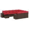 vidaXL 11-teiliges Gartensofa-Set mit Kissen, braun, Polyrattan