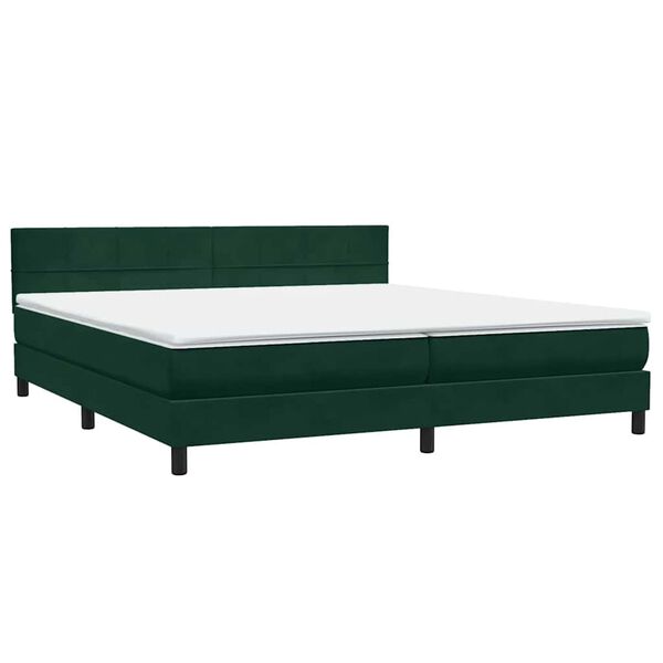 vidaXL Boxspringbett mit Matratze Dunkelgr&uuml;n 200x210 cm Samt