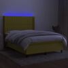 vidaXL Boxspringbett mit Matratze & LED Gr&uuml;n 140x200 cm Stoff