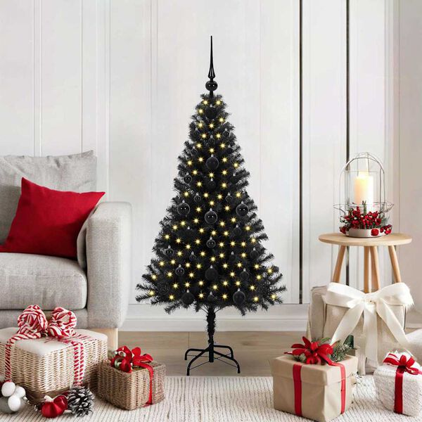 vidaXL Weihnachtsbaum mit 150 LEDs mit St&auml;nder Schwarz 120 cm PVC