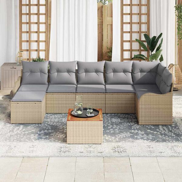 vidaXL Gartensofa-set 8 pcs Beige und Hellgrau Poly-Rattan