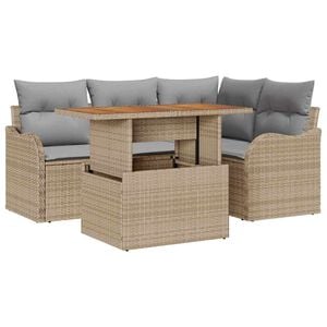 vidaXL Gartensofa-set mit Kissen 5 pcs Beige und Hellgrau Poly-Rattan