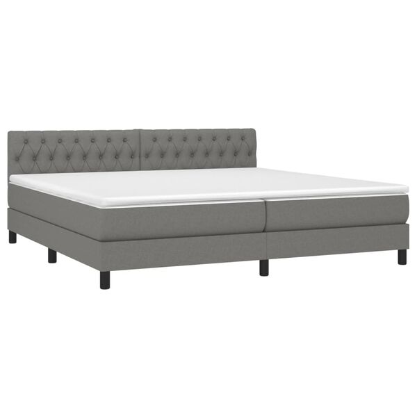 vidaXL Boxspringbett mit Matratze & LED Dunkelgrau 200x200 cm Stoff